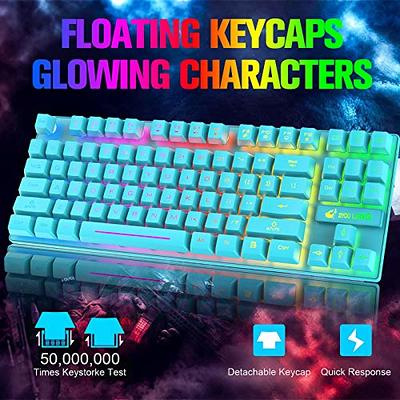 ZIYOULANG Wireless Gaming Keyboard and Mouse Combo with 87 Key Rainbow LED  Backlight Rechargeable 3800mAh Battery Mechanical Feel Ergonomic Waterproof  RGB Mute Mice for Computer PC Mac PS4 Gamer-Black 