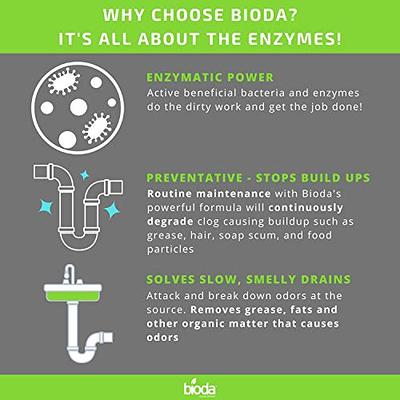 Bioda Drain Cleaner and Odor Eliminator, Enzyme drain cleaner, Drain clog  remover