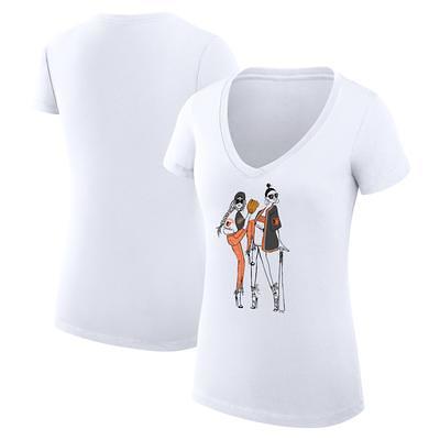 Women's G-III 4Her by Carl Banks White Baltimore Orioles Team Graphic V-Neck Fitted T-Shirt Size: Medium