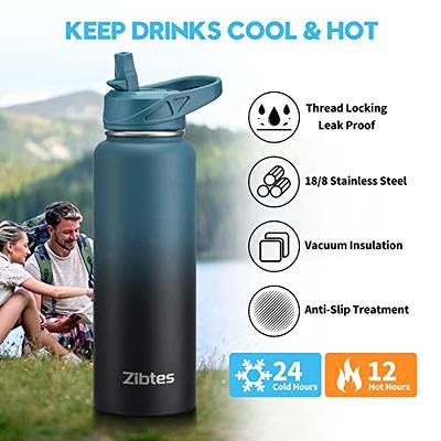 Basics Stainless Steel Insulated Water Bottle with Spout Lid – 30-Ounce, Grey