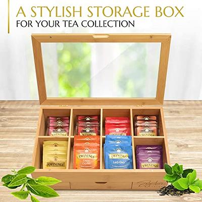 Signature Living Bamboo Wooden Tea Box Organizer Storage with Drawer (8  Compartments) Large Tea Organizer Box for Tea Bags and Loose Tea - Sturdy,  Natural Bamboo - Yahoo Shopping