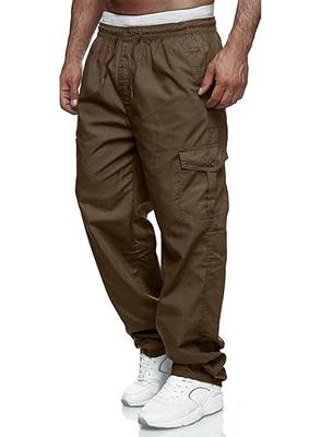 Men Cargo Combat Pants Slim Work Trousers Bottoms Side Pocket Casual