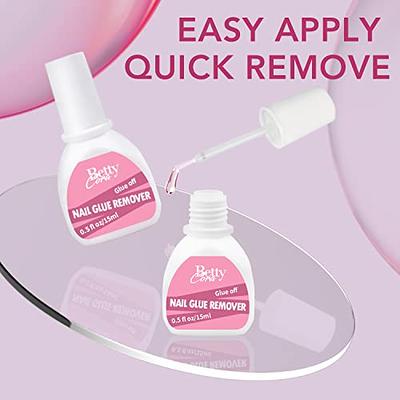 Nail Glue Remover Glue Off for Press ON Nails, BettyCora 15ML False Nails  Glue on Nails Remover Fake Nail Adhesives Remover Nail Glue Debonder with  Wooden Stick…