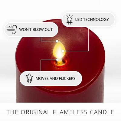 Motion Flame LED Pillar Candle Red – 3.5″ x 7″ - LumaBase