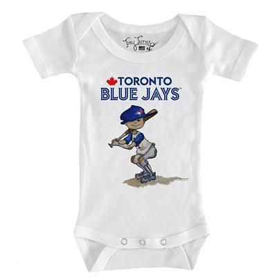 Toronto Blue Jays Tiny Turnip Infant Baseball Cross Bats Raglan 3/4 Sleeve  T-Shirt - White/