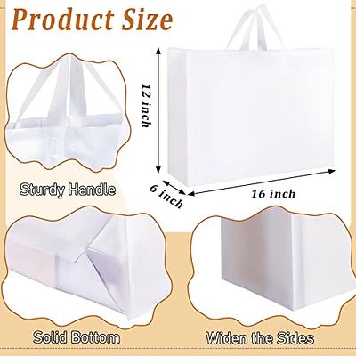 Frosted Plastic Shopping Bags with Handles, 16x6x12 / White / 100 PCS.