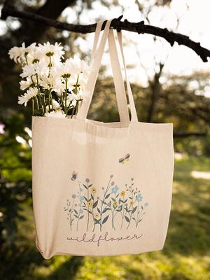 Wildflower Tote Flower Cottagecore Cute Bag Spring Canvas Floral