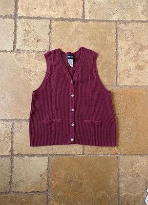 Vintage 90S Red Button Up Knit Sweater Vest By Sag Harbor - Yahoo