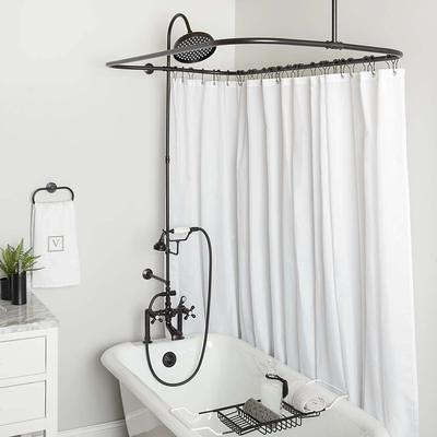 Randolph Morris 54 inch Clawfoot Tub Wall Mount Shower Enclosure with Faucet and Watering Can Shower Head RM168ORB Oil Rubbed Bronze