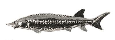 Sturgeon, Fish Pin, Pewter, F087, 2 1/2”, Rivers, Saltwater