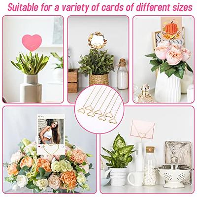40Pcs Floral Card Holder Picks, Heart Loop, Picture Holders, Photo