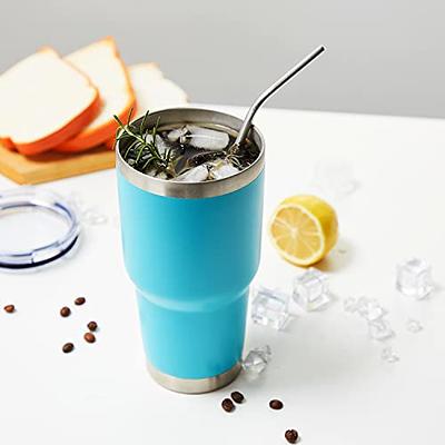 30oz Blue Tumbler Stainless Steel Double Wall Vacuum Insulated Mug with  Straw and Lid, Cleaning Brush for Cold and Hot Beverages