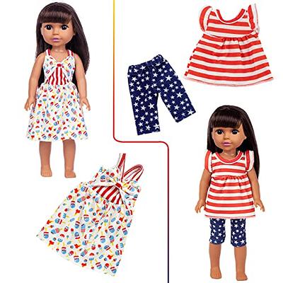 ZITA ELEMENT 18 Inch American Doll with Doll Clothes and Accessories  Including 18 Inch Doll Rainbow Dress Bow Bag Shoes Hairpin Necklace for Kids