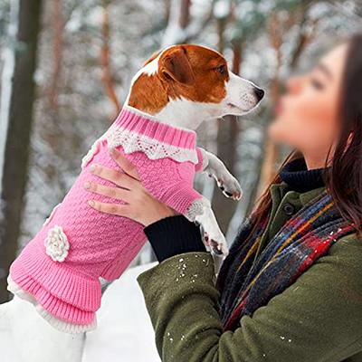 Pink dog sweater for small dog Girl dog clothes Dog dress with