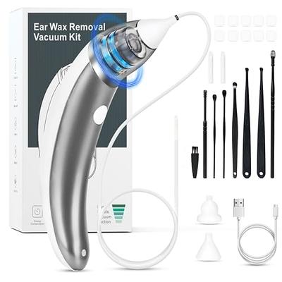 Ear-Wax-Vacuum-Removal, Ear Wax Sucker 5 Levels of Suction Strong Electric  Ear Cleaner USB Charge Soft Earwax Removal Kit Reusable Spiral Silicone Ear