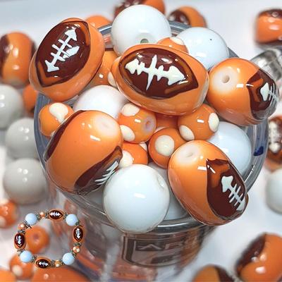 Glass Beads Bulk For Bracelet Making, School Craft Diy Jewelry Supplies,  Orange White Football Beads, Gift Beader Mom, 140Pcs - Yahoo Shopping