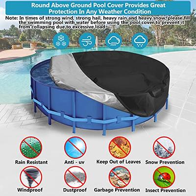 HUMLANJ 15 Ft Round Pool Cover, Solar Pool Covers for Above Ground Pools  with Drawstrings Round Swimming Pool Cover Hot Tub Cover Round Inflatable  Pool Cover for Waterproof Dustproof UV Resistant 