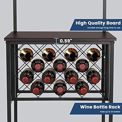 YITAHOME Farmhouse Bar Cabinet for Liquor and Glasses, Dining Room Kitchen Cabinet with Wine Rack, Upper Glass Cabinet, Open Storage Shelves for