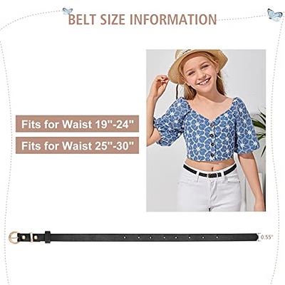 WHIPPY Women Leather Belt with Double Ring Buckle, Black Waist Belt for  Jeans Dress