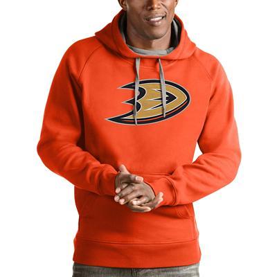 Women's Anaheim Ducks Antigua Heather Gray Action Chenille Pullover Hoodie