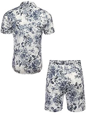 YANHOO Men 2 Piece Outfits Summer Casual Crew Neck Muscle Short Sleeve  Shirt and Classic Fit Sport Shorts Set Tracksuit