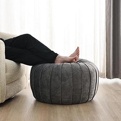 C COMFORTLAND Unstuffed Faux Leather Ottoman Pouf, Round Foot Rest Poof  Ottomans, Floor Foot Stool Poufs, Bean Bag Cover with Storage for Living  Room, Bedroom, Grey (No Filler) - Yahoo Shopping