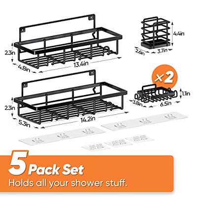 Bunoxea Shower Caddy, 5-Pack Shower Shelves,Adhesive Shower Organizer  Shelves,Large Capacity,Rustproof Shower Caddy Basket Shelf,Shower Shelf for  Bathroom & Kit… in 2023