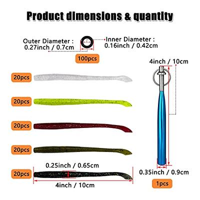 CWSDXM Worm Soft Plastic Bait Kit 100PCS 4 inch Worms Fishing Lures 100PCS  O-Rings and Wacky Rig Tool Fishing Worms for Bass - Yahoo Shopping
