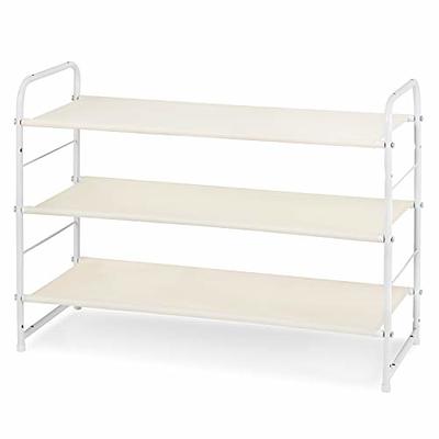 SimpleHouseware 3-Tier Stackable Shoe Rack Organizer Shelf, White 