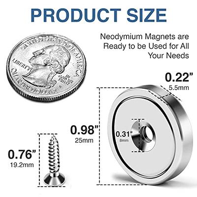 MIKEDE 6 Pack Rare Earth Magnets with Hole, 70lbs Force Neodymium Cup  Magnets 25mm with Countersunk Hole and Steel Capsule, Powerful Industrial  Strength Strong Magnets with Screws for Wall Mounting - Yahoo Shopping