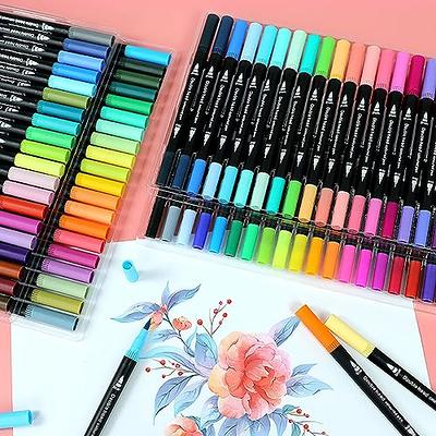 ParKoo Dual Brush Marker Pens for Coloring Books, 60 Colors Artist Fine and  Brush Tip Coloring Markers for Journaling Kid Adult Drawing Note Taking