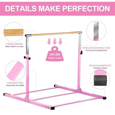 SHIWEI Gymnastics Training Bar- Height Adjustable 3' to 5' Horizontal Kip  Bar for Kids