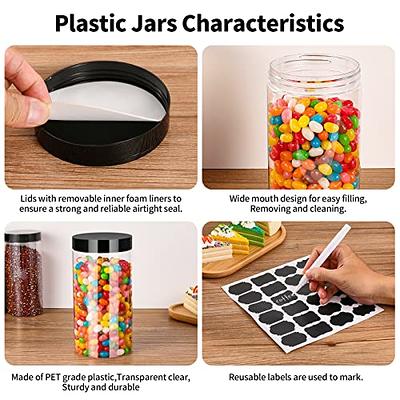 AEGISMILE PLastic jars with lids 32 OZ & 16 OZ 24 pack Clear