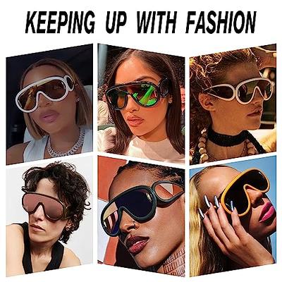 Fullgren Trendy Oversized Square Rimless Sunglasses for Women Men UV400  Metal Sun Glasses