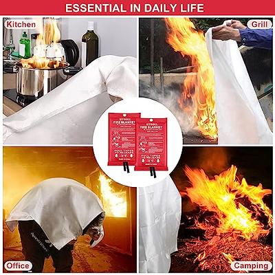2Pack Large Fire Blanket Fireproof for Home Kitchen Office