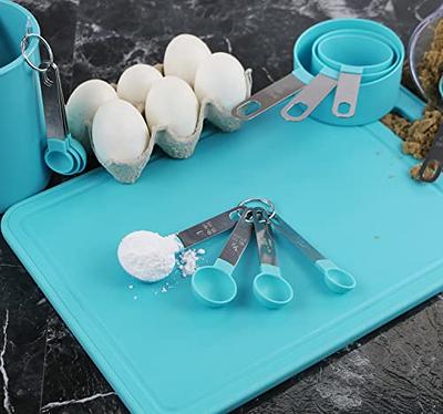  Measuring Cups and Spoons Set of 10 Pieces, Stainless Steel  Measuring Utensils with BPA-Free Silicone Grips, Metal Scale Tools for  Cooking Baking,Dishwasher-Safe,Teal: Home & Kitchen