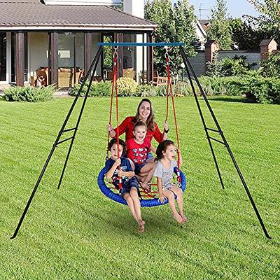 Swing Frame for Backyard 440 lb Heavy Duty A-Frame Metal Outdoor Swing  Frame, Fits Most Swings, Saucer Swing Yoga Swing Frame, Sky Blue, 73