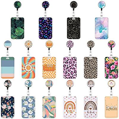 MJFloria ID Badge Holder with Retractable Reel and Neck Lanyard