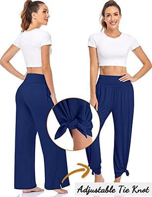 UEU Womens Wide Leg Yoga Pants High Waisted Adjustable Tie Knot Joggers  Casual Loose Plus Size Lounge Sweatpants with Pockets : :  Clothing