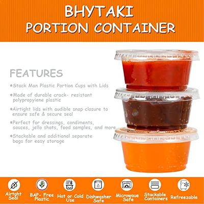 Comfy Package 3.25 Oz Condiment Containers Small Plastic Containers with  Lids, 200-Pack