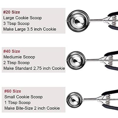 Cookie Scoop Set - Include 1 Tbsp/ 2 Tbsp/ 3Tbsp - 3 PCS Cookie Scoops for  Baking - Cookie Dough Scoop - Made of 18/8 Stainless Steel,Black 