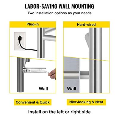 VEVOR Heated Towel Rack, 12 Bars Design, Polishing Brushed