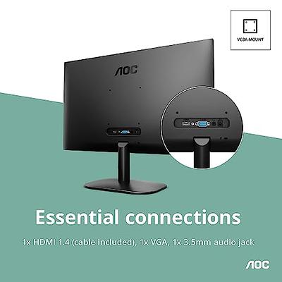 AOC 27B2H 27 Full HD IPS Monitor, 3-Sided Frameless & Ultra Slim Design,  HDMI and VGA inputs, Lowblue Mode, VESA Compatible 