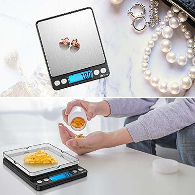 Digital Kitchen Scale, 3000g Mini Pocket Jewelry Scale, Cooking Food Scale,  Back-Lit LCD Display, 2 Trays, 6 Units, Auto Off, Tare, PCS, Stainless  Steel, Batteries Included 