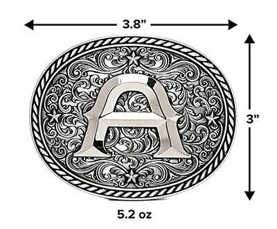 Western Cowboy/Cowgirl Initial Belt Buckle - Silver- Large, Letter Buckles  For Men And Women