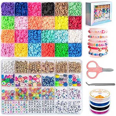 JOJANEAS Clay Heishi Beads Kit - 6800 Pcs DIY Flat Clay Beads for