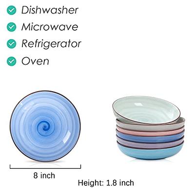 Sweese Large Pasta Bowls Set - 30 Ounce Ceramic Plates for Dishwasher &  Microwave Safe - Solid Salad Bowls Plates - Deep Plates Lipped Edges, Oven