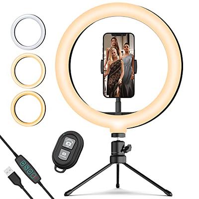 LED Ring Light, ZOMEi 10-inch Desktop Dimmable Beauty Smartphone Ring Light  with 45cm Tripod Cell Phone Holder and USB Plug for Makeup, Portrait Photo,Ring  Light