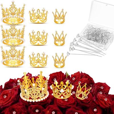  Crowye 182 Pcs Flower Bouquet Accessories Corsage Bouquet Pins  Crown Cake Topper and 3D Gold Butterflies for Bouquets Diamond Pearl Pin  for Wedding Birthday Party DIY Craft (Gold, Silver, Rose Gold) 