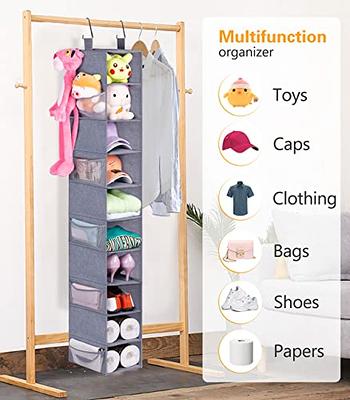 5 Tier Closet Hanging Organizer, Clothes Hanging Shelves with 4 Hanging  Hooks 5 S Hooks, Wire Storage Basket Bins, for Clothing Sweaters Shoes